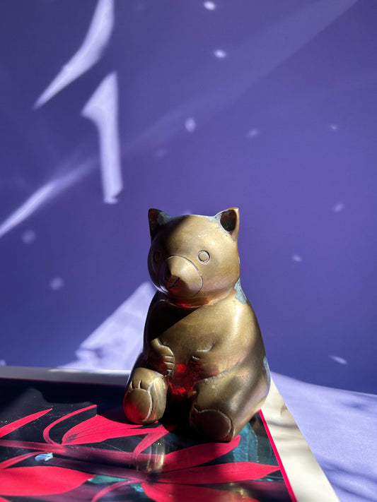 Vintage Brass Teddy Bear Bank