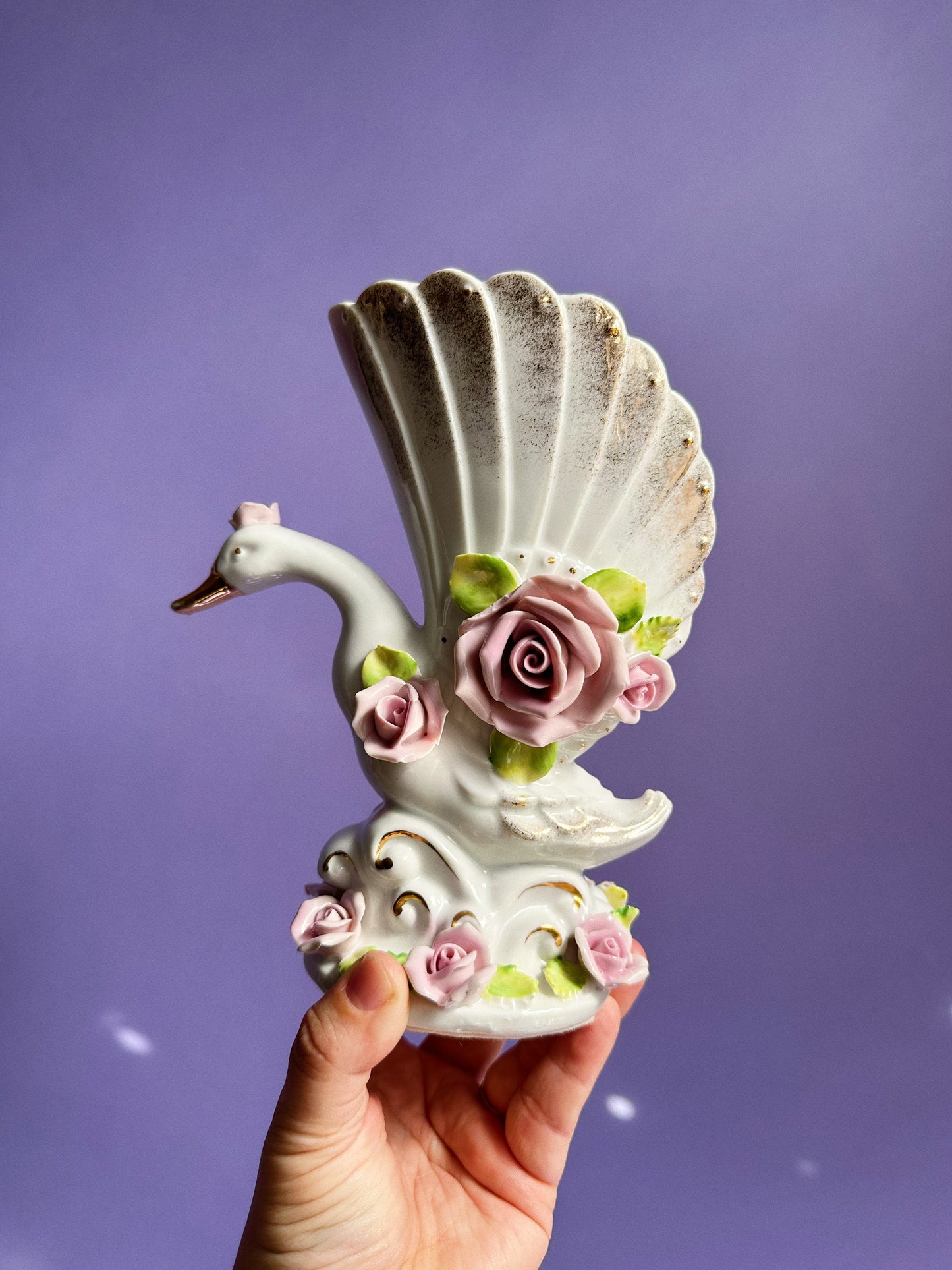 Vintage Porcelain Swan Vase