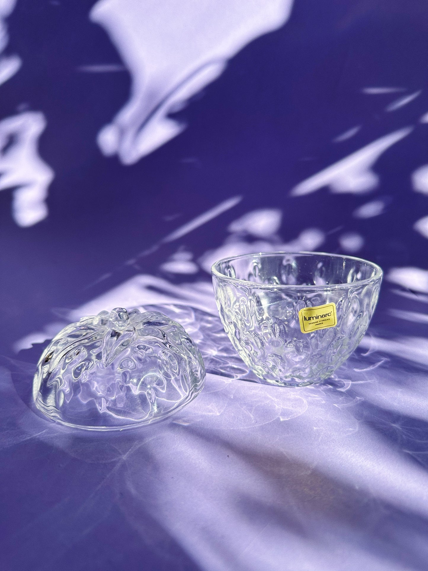 Vintage Luminarc Glass Strawberry Lidded Box Trinket Box Made in France