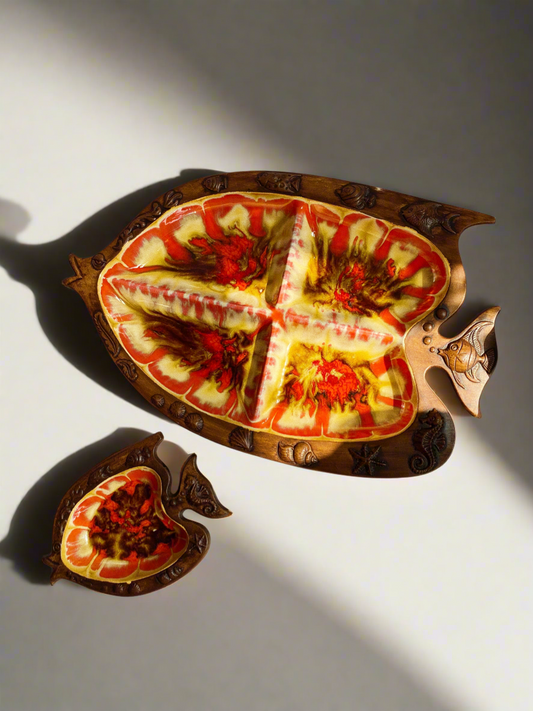 Vintage Treasure Craft Drip Glaze Pottery Fish Serving Dish