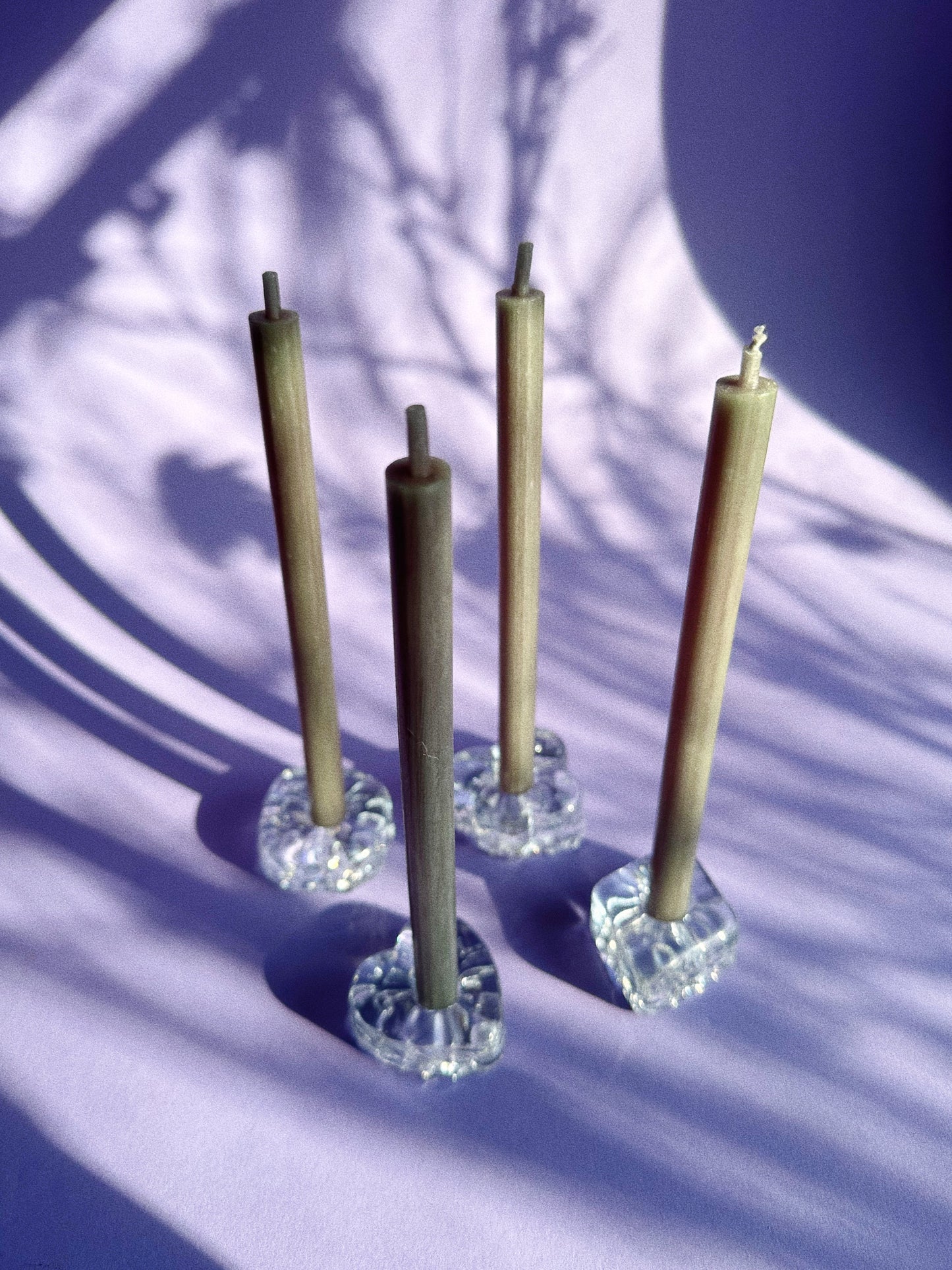 Vintage Card Deck Glass Tiny Taper Candle Holders