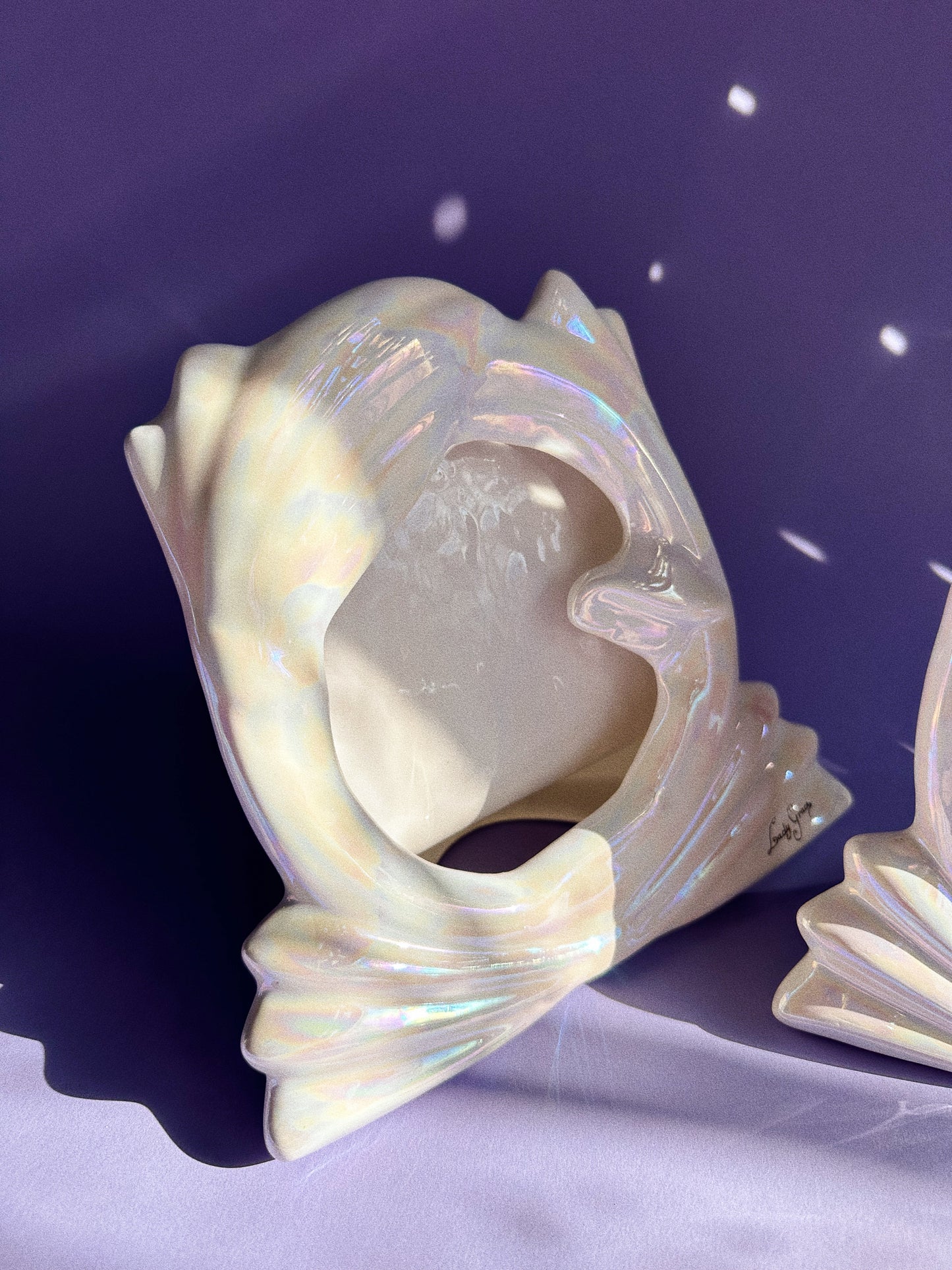 Vintage Pair of Iridescent White Lady Grace Photo Frames