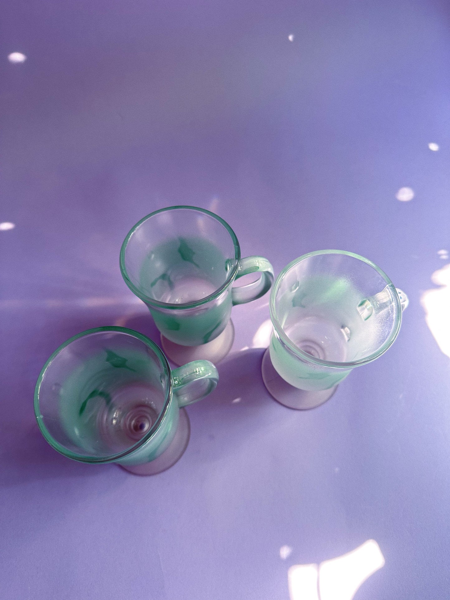 Vintage Libbey Frosted Footed Glass Mugs Cups with Handle, Set of 3