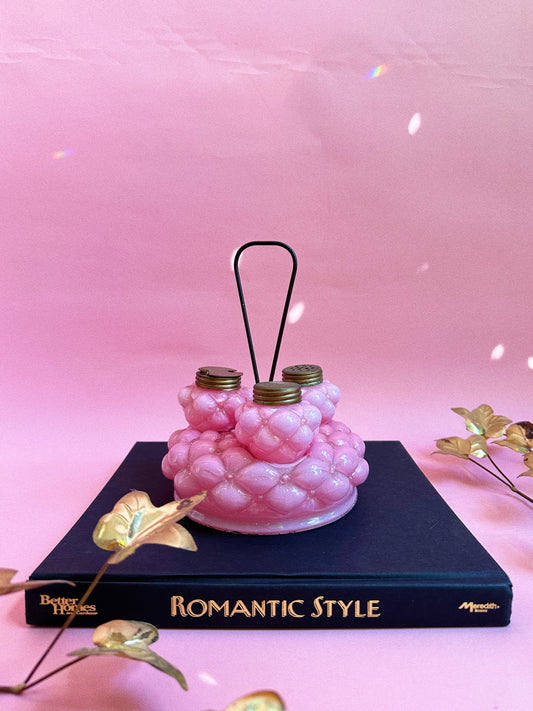 EAPG Condiment Set Pink Bulging Petal Consolidated Lamp & Glass Co. 1895