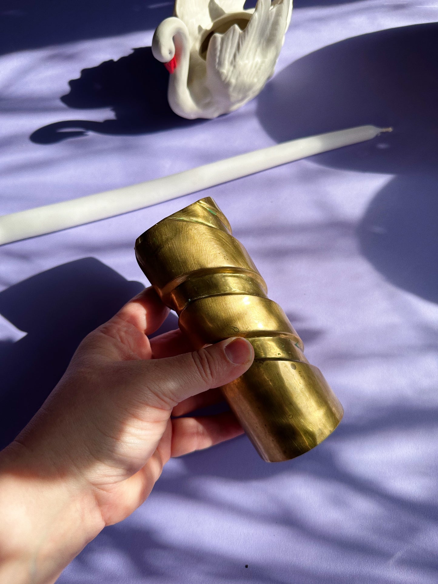 Vintage Cylinder Shaped Brass Candlestick