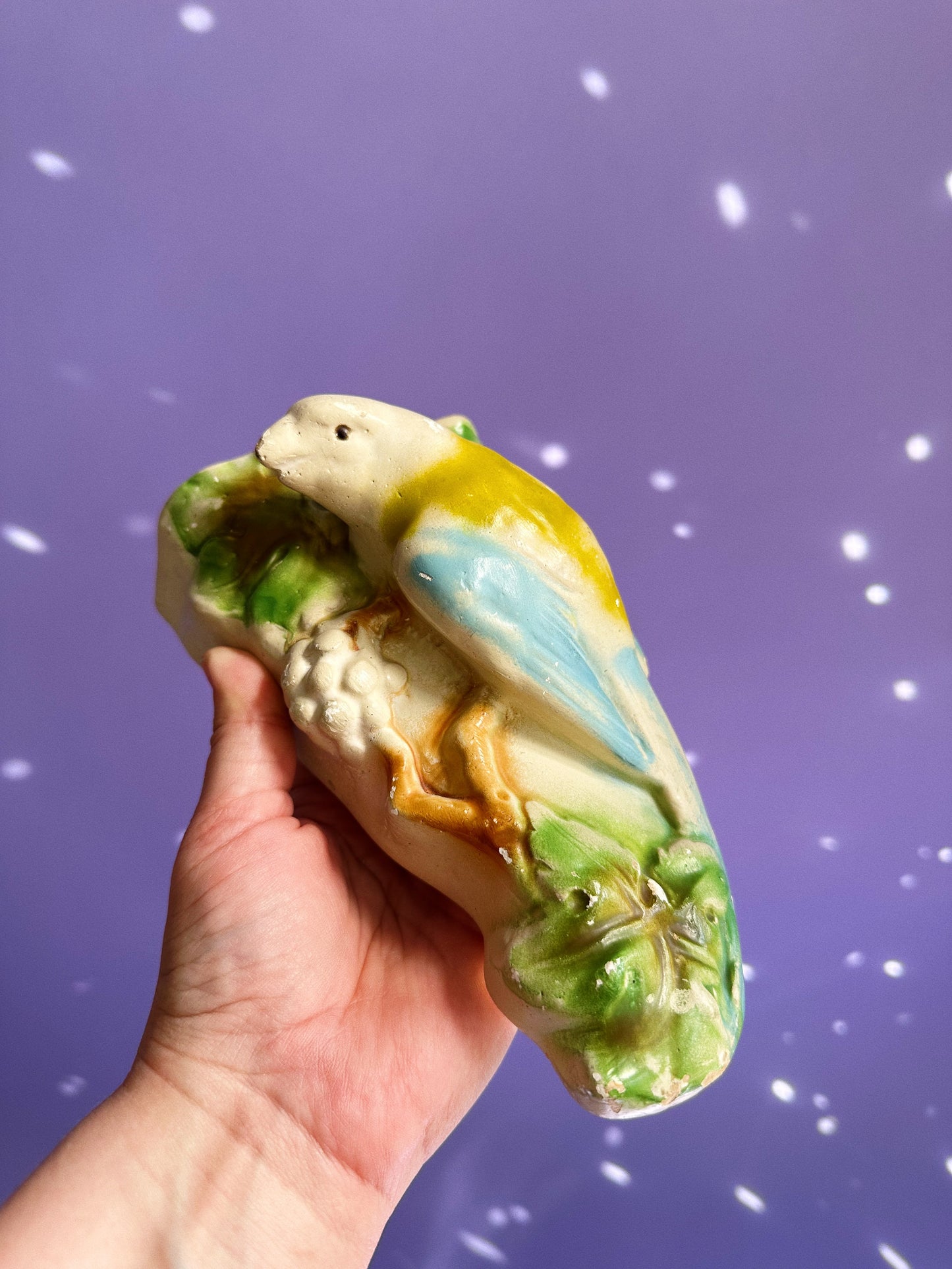 Vintage Chalkware Bird Wall Pocket