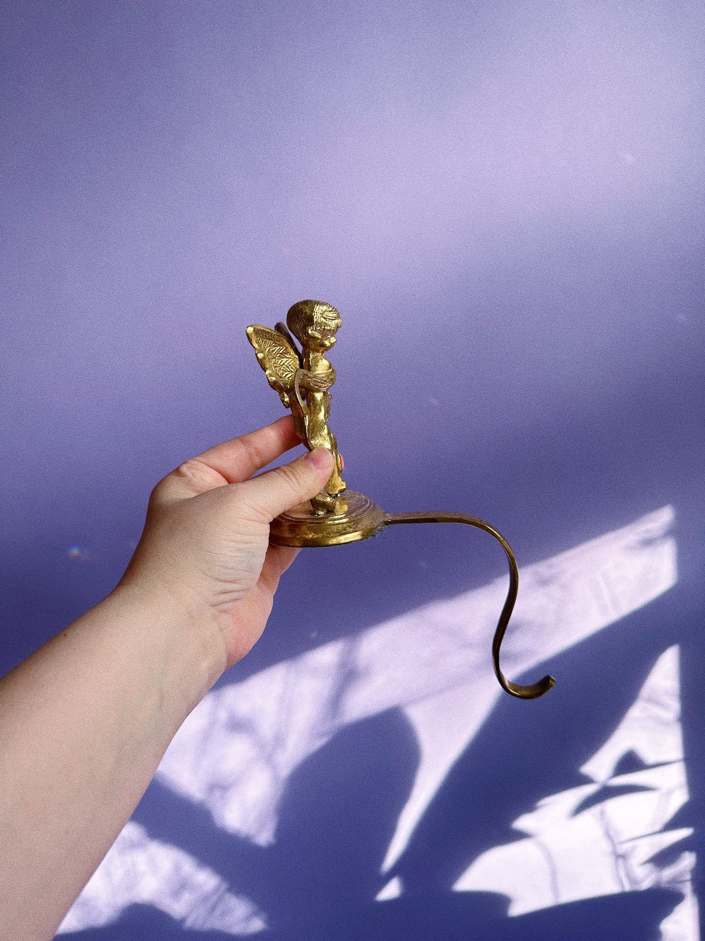 Vintage Solid Brass Cherub Stocking Mantlepiece Hangers