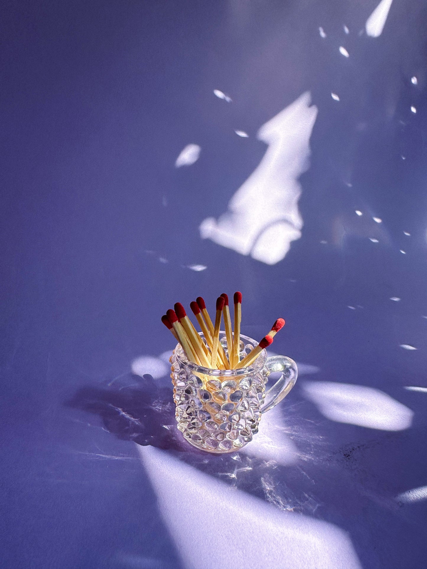 Vintage Mini Glass Hobnail Mug Shot Glass / Match Holder