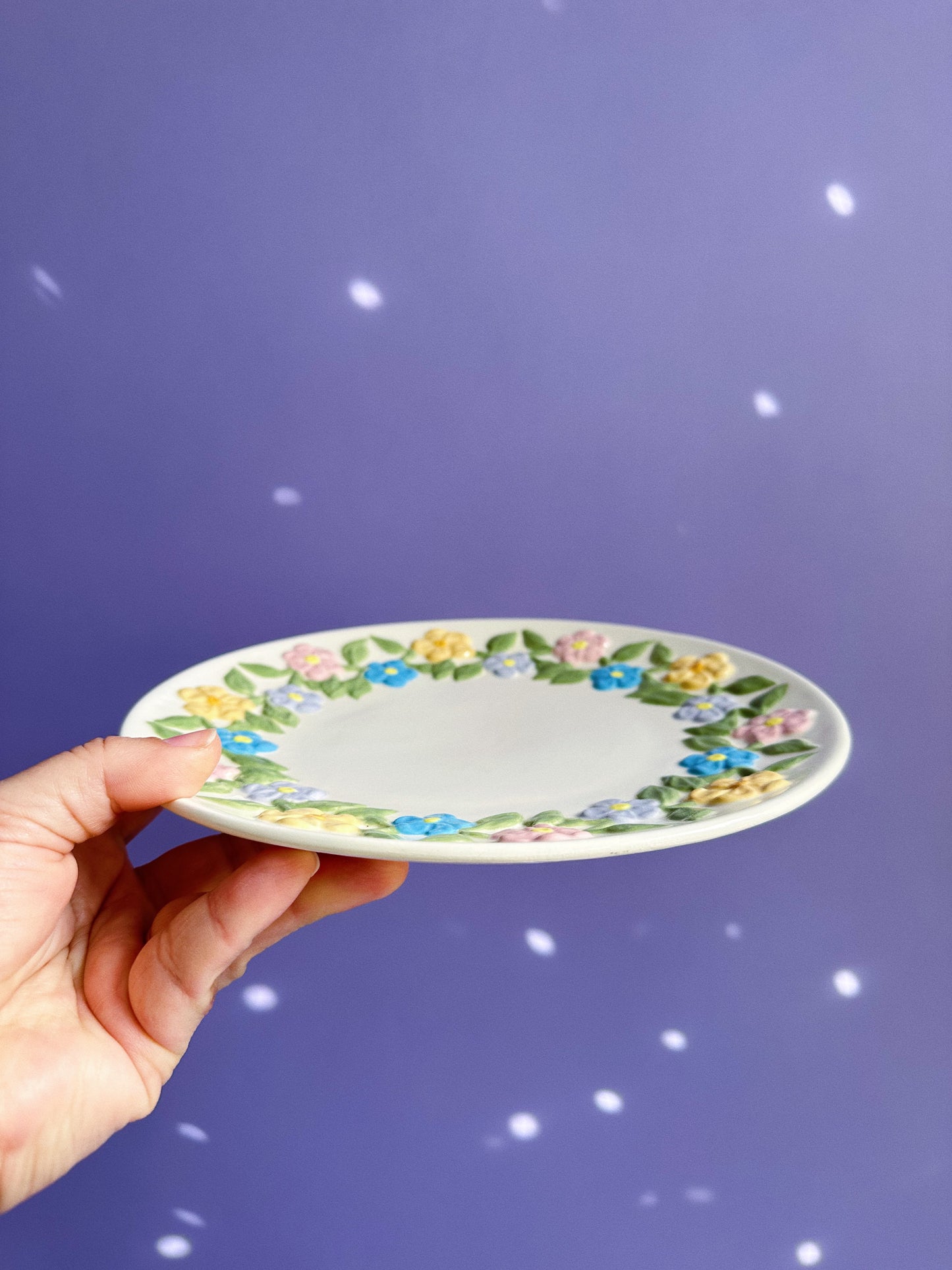 Sweet Vintage 3D Floral Ceramic Plate