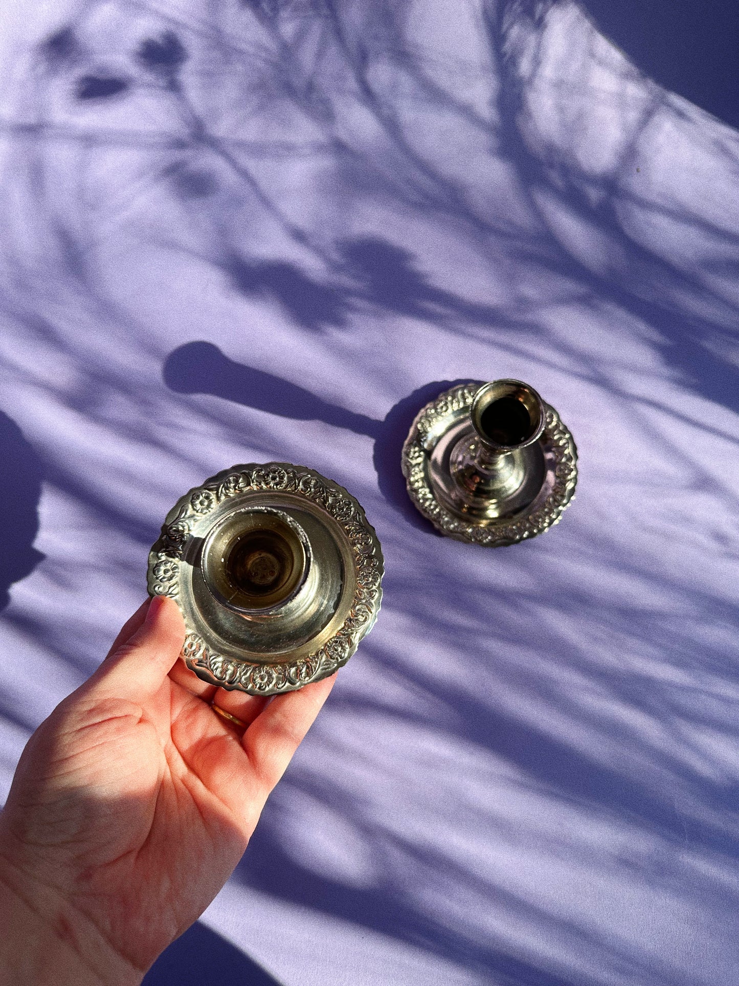 Vintage Pair of Silver Plated Made in England Candlesticks