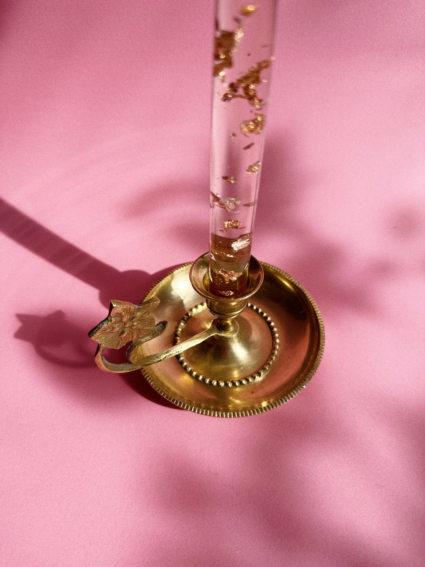 Vintage Brass Flower Finger Loop Candlestick