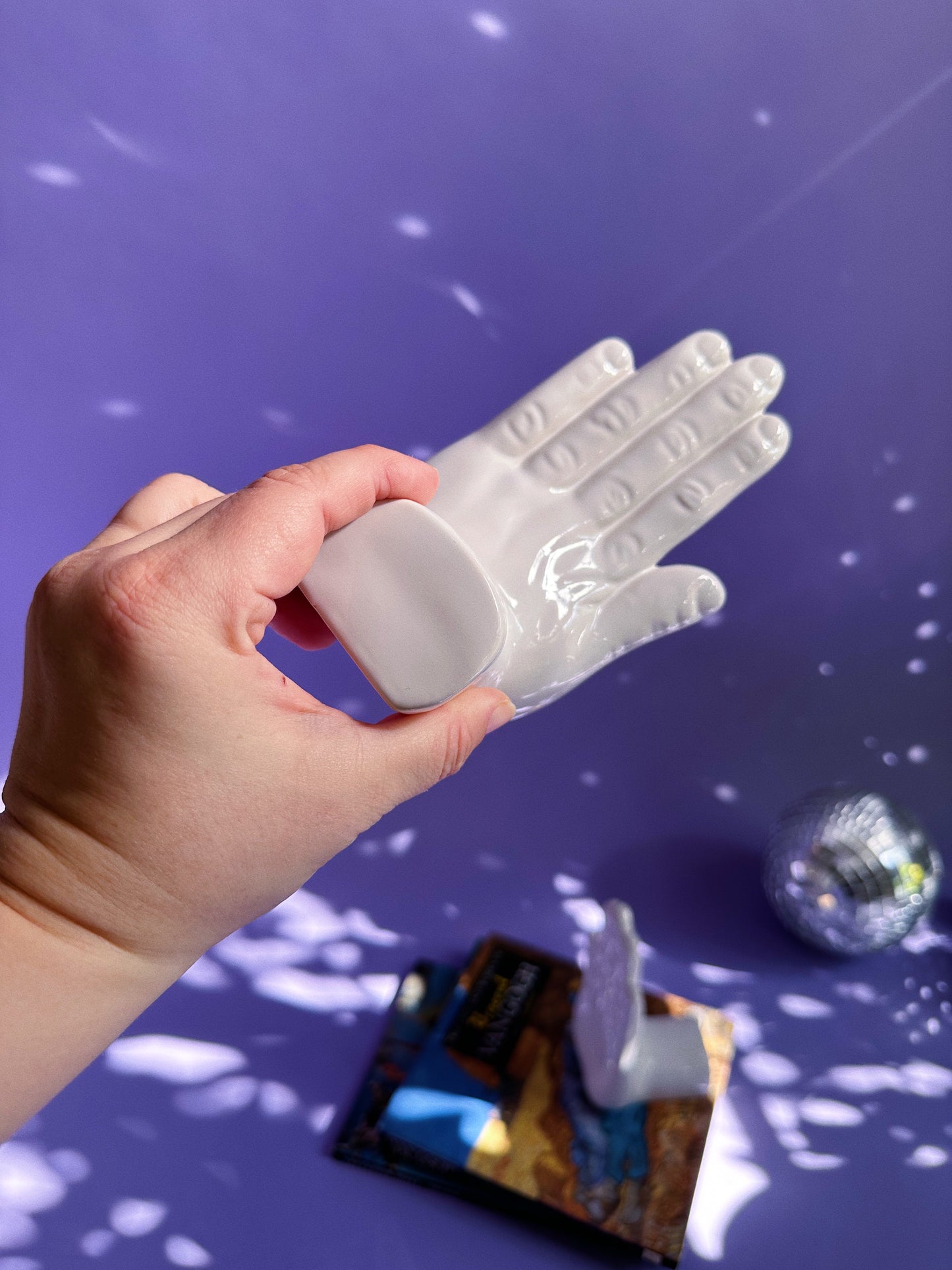 White Ceramic Hands Book Ends VTG 6.25” Weighted W/O Sand MCM NOTE