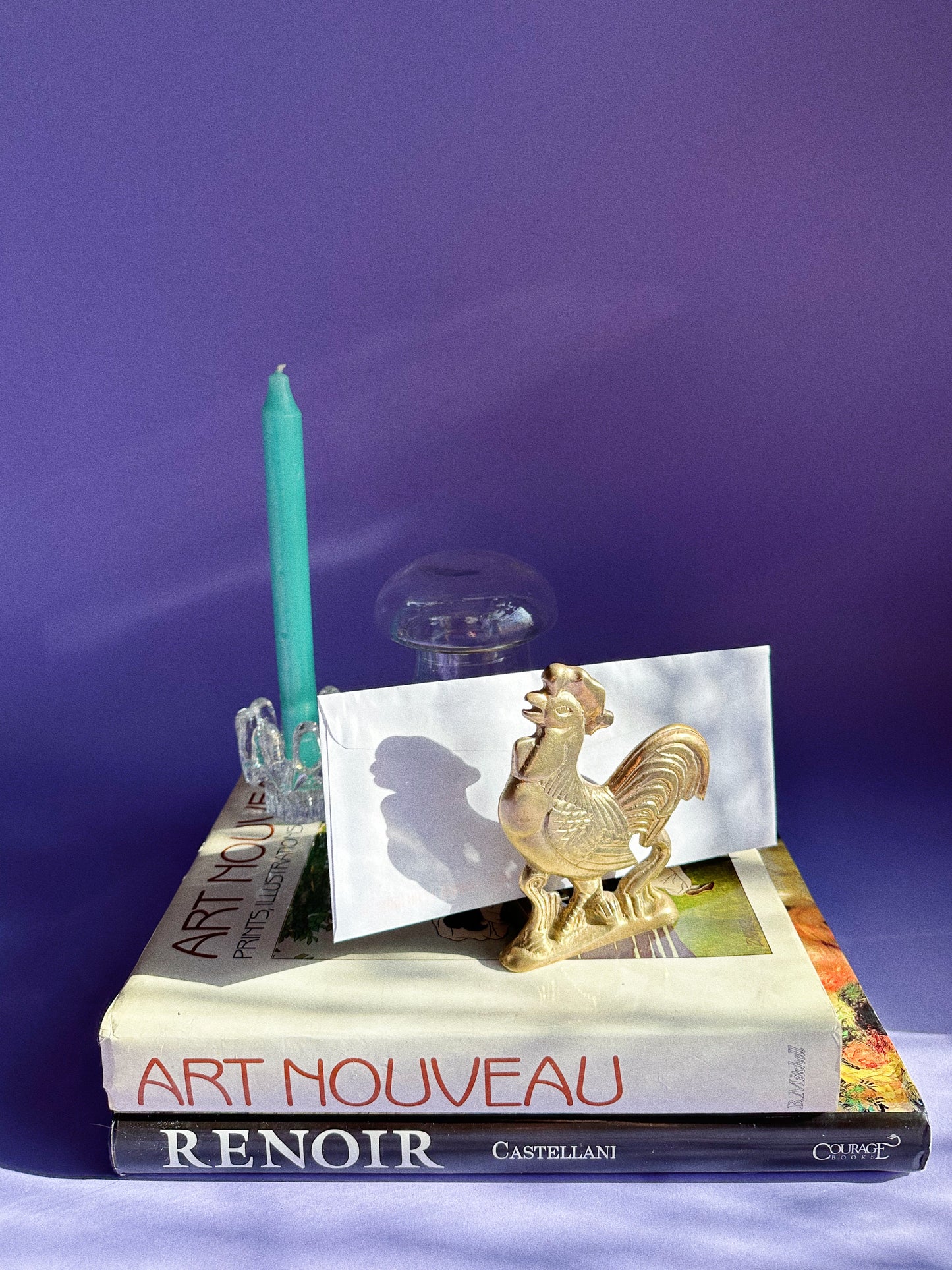 Vintage Brass Rooster Letter / Napkin Holder