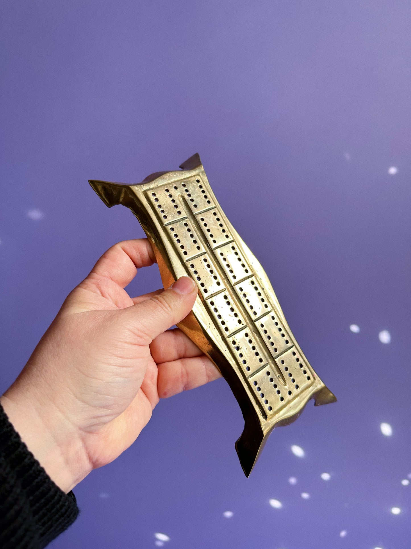 Vintage 1970s Ornate Brass Cribbage Board