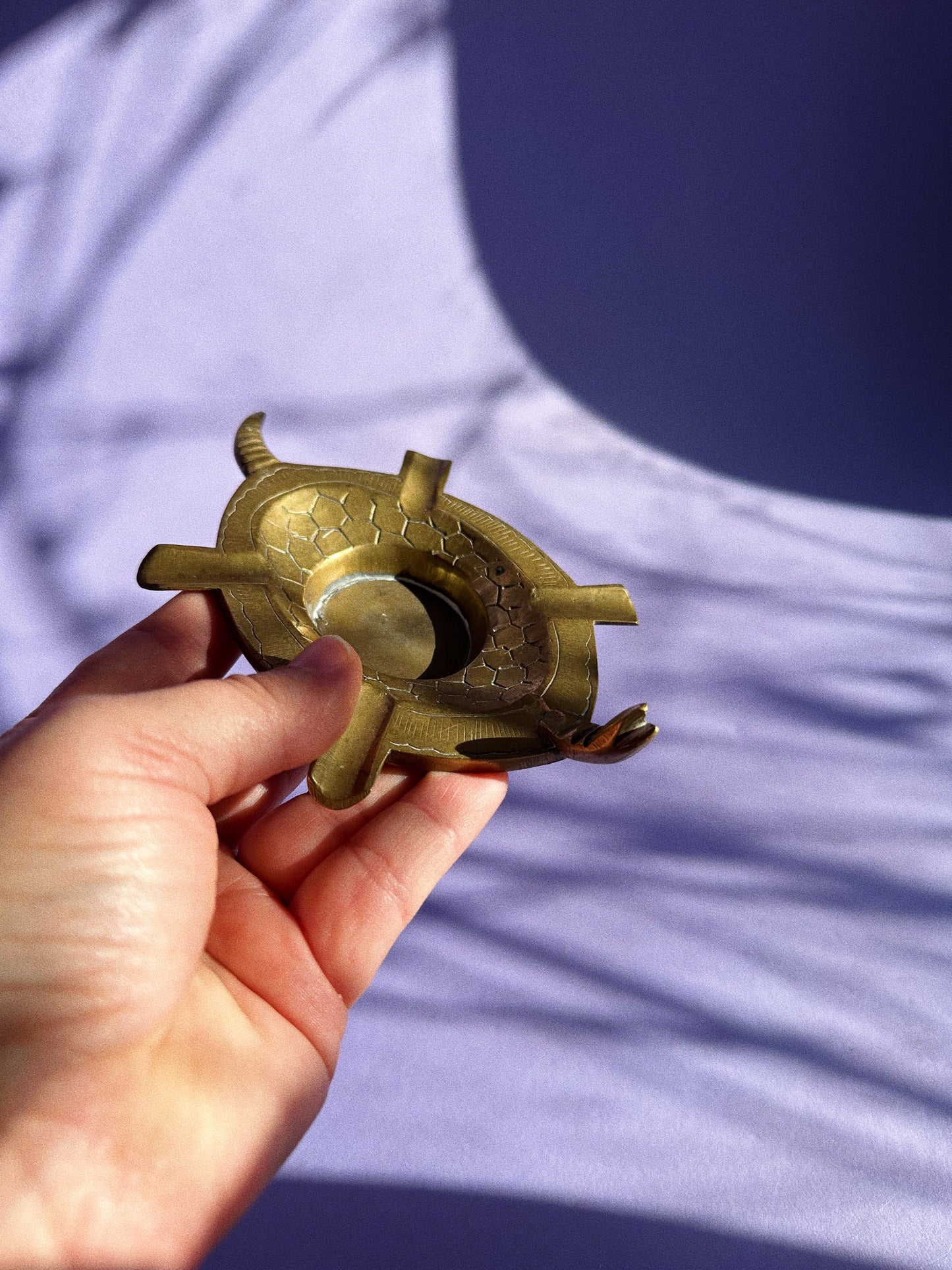Vintage Brass Turtle on Back Ashtray