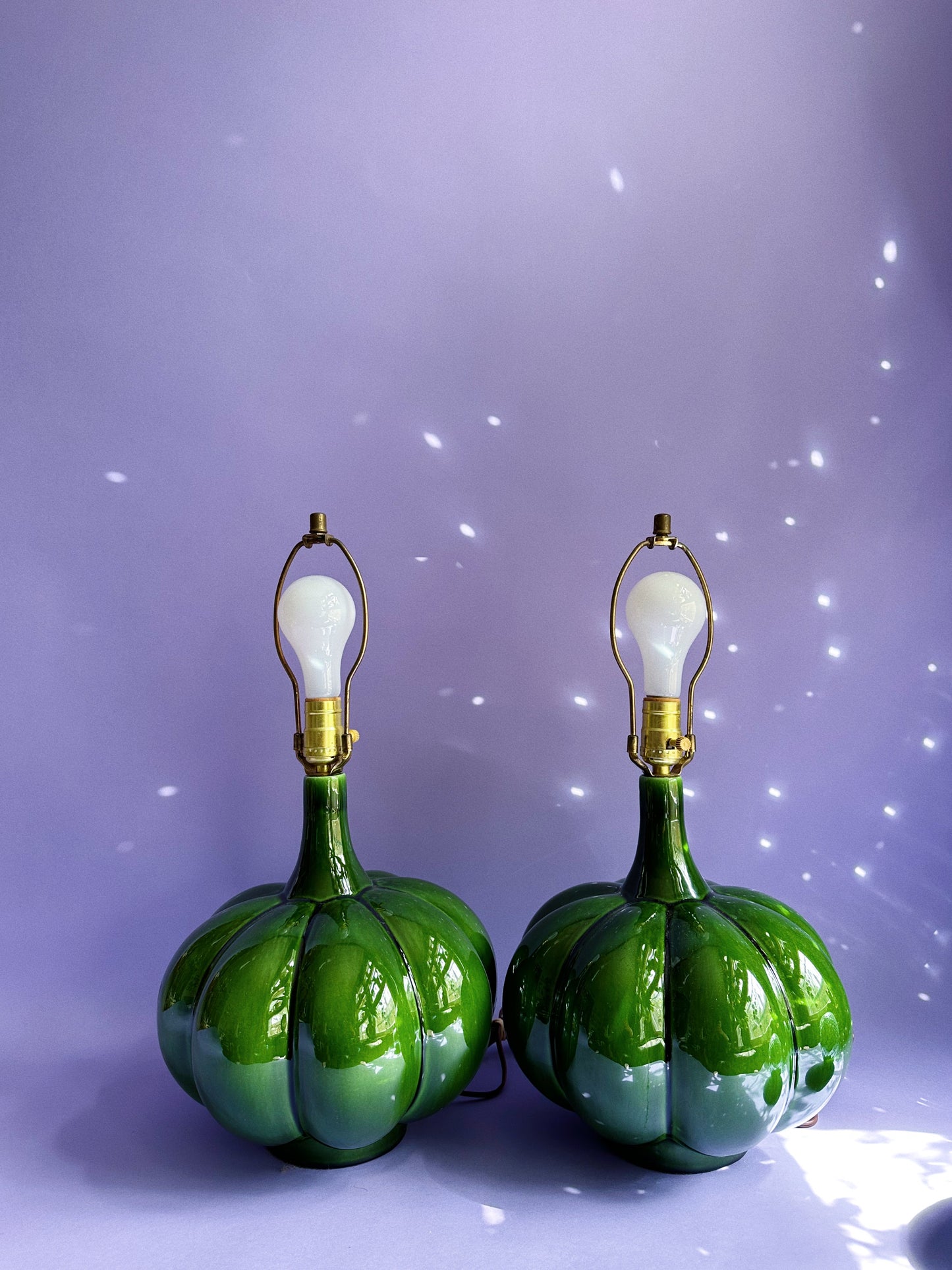 Beautiful Large Green MCM Leviton Glazed Ceramic Lamps