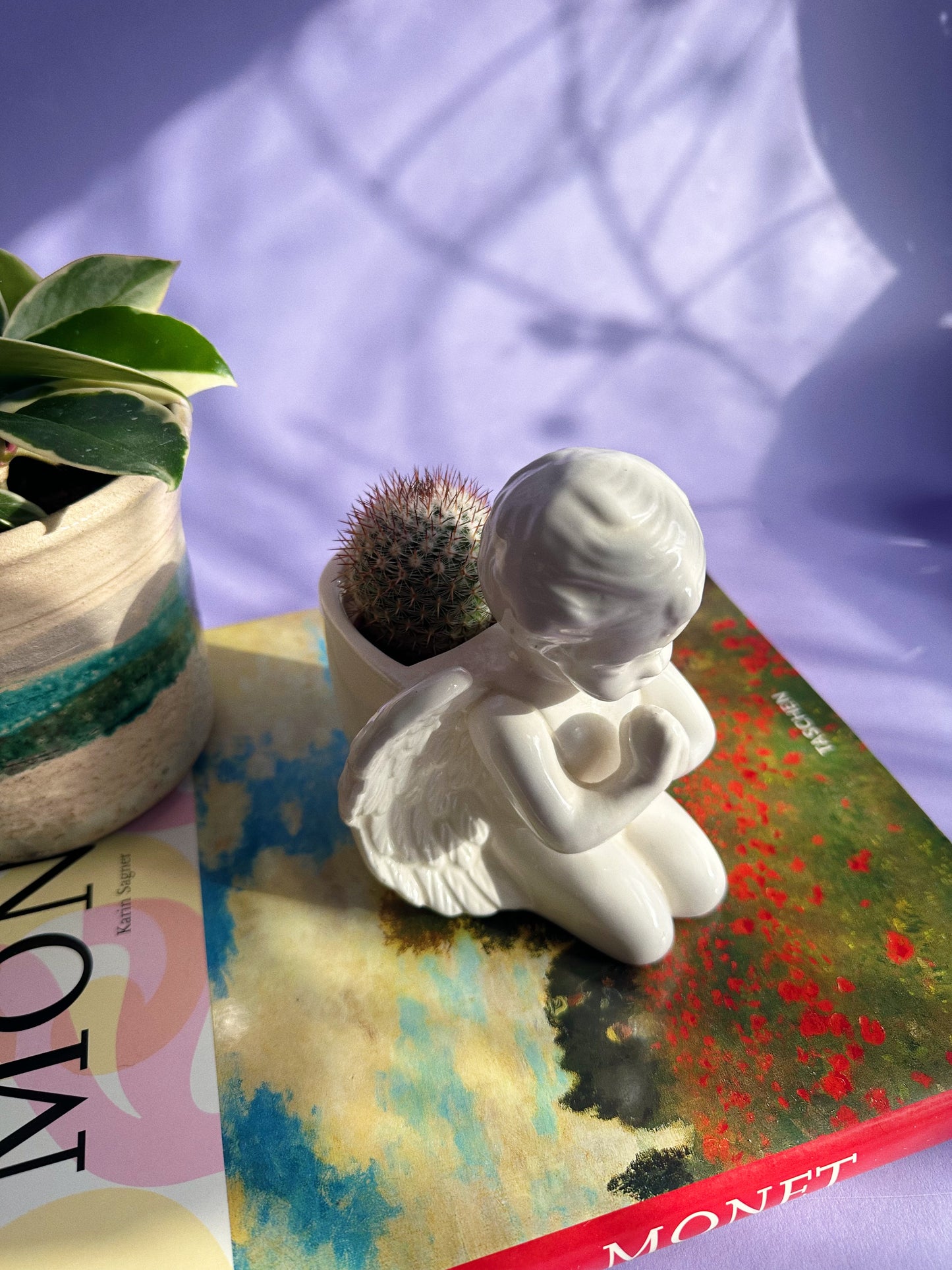 Sweet Vintage Ceramic Cherub Planter / Cache Pot