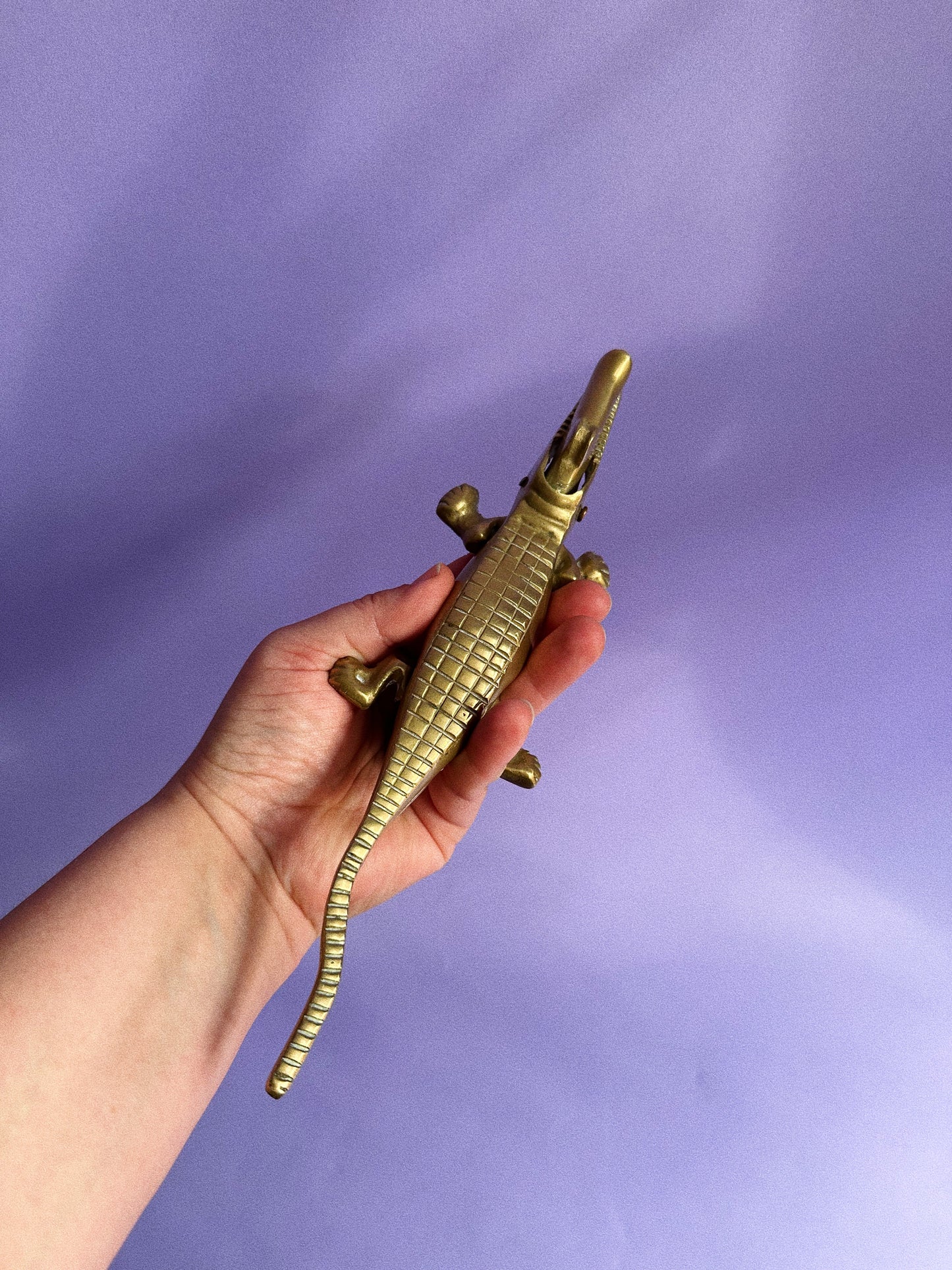 Vintage Solid Brass Crocodile Alligator Nutcracker Figurine