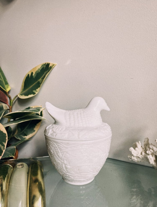 Avon Hen on Nest Milk Glass Dish