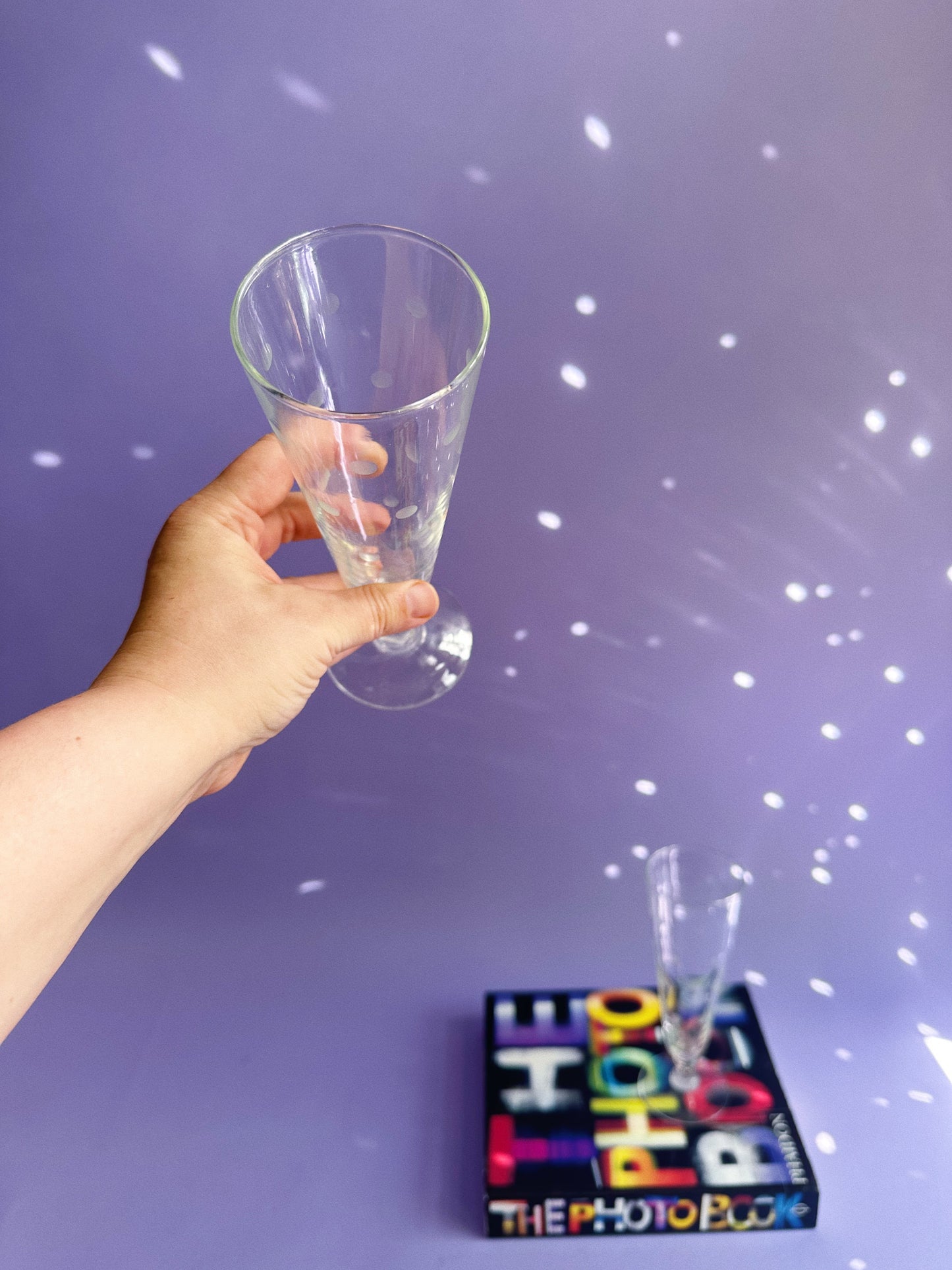 Pair of Anchor Hocking Etched Polka Dot Footed Pilsner Glasses