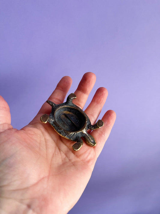 Vintage Brass Turtle Sculpture Paperweight