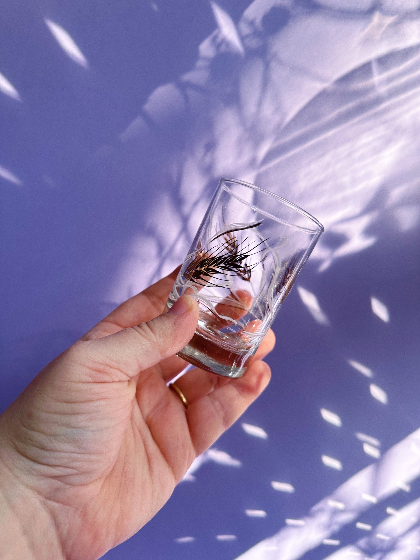 Vintage MCM Set of 3 Short Wheat Gold & White Tumblers