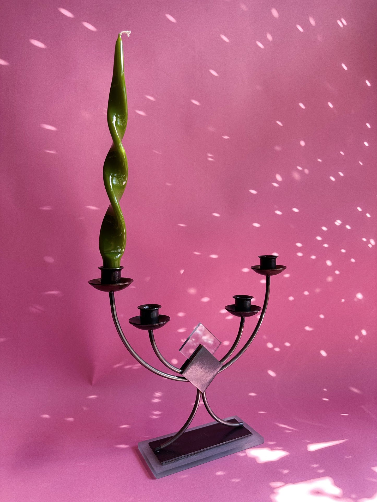Vintage Cast Iron Post Modern Candelabra
