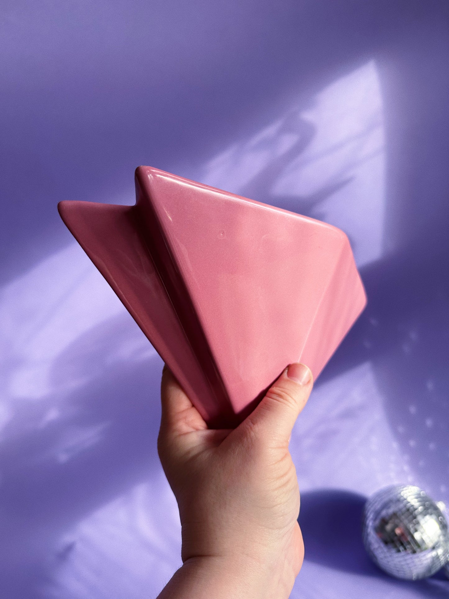 Vintage Post Modern Ceramic Dusty Rose Wall Pocket