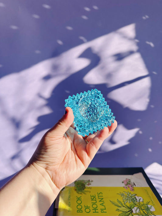 Vintage Fenton Hobnail Aqua Blue Votive Candle Holder /Ashtray / Salt Cellar