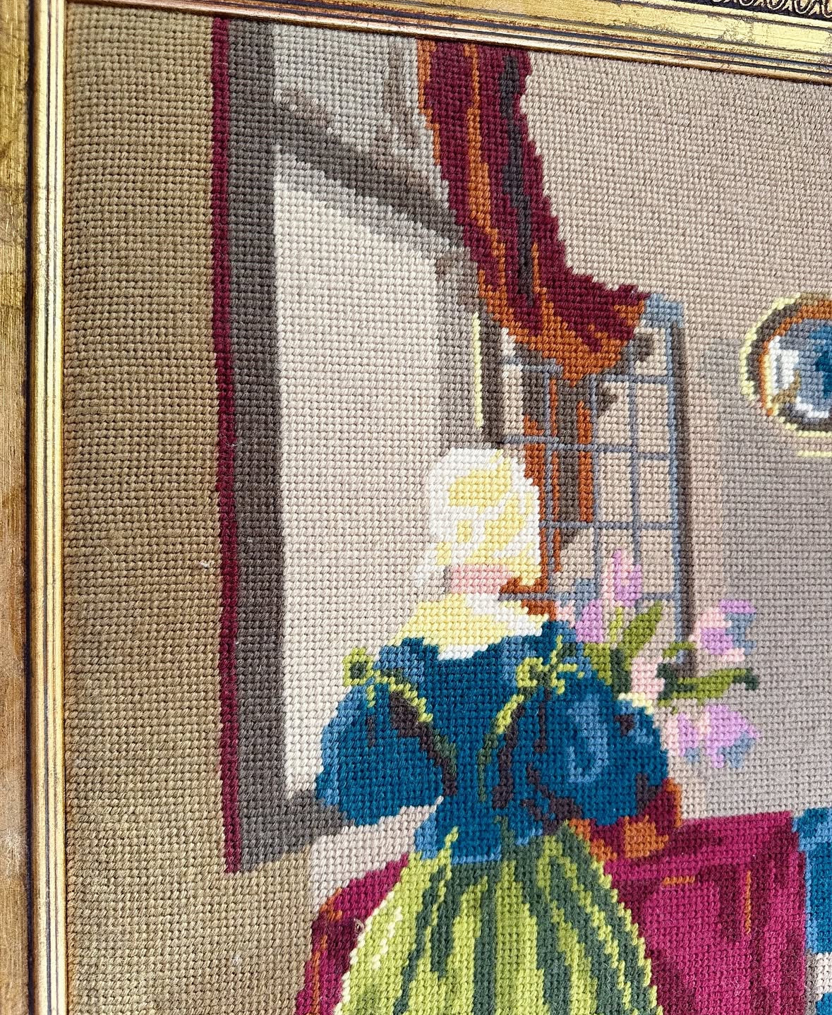 Vintage Penelope 3922 Wooden Framed Needlepoint