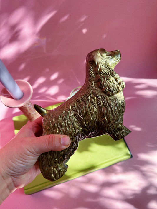 Vintage Large & Heavy Brass Cocker Spaniel Dog Sculpture