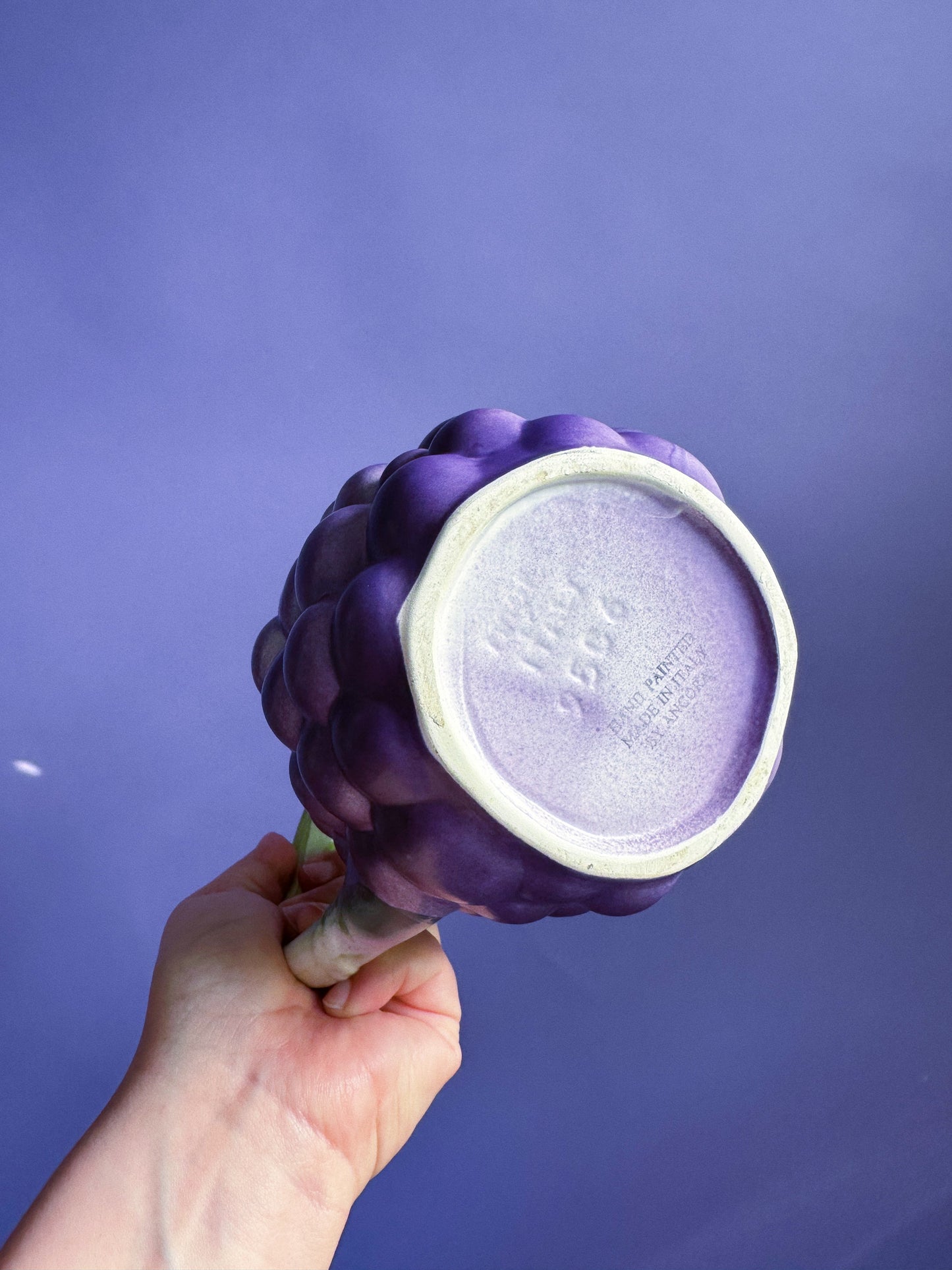 Italian Ceramic Water Pitcher Shaped Like Purple Grapes