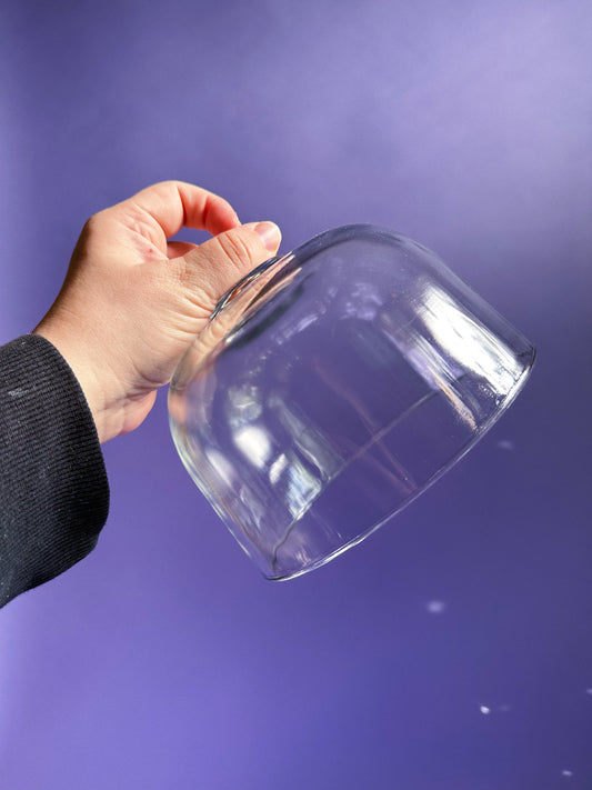 Vintage Genuine Teak Wood Dessert Cheese Board Tray & Glass Dome Cloche Lid