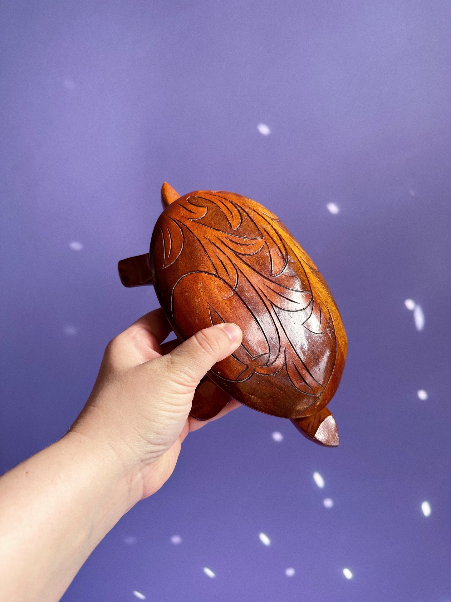 Vintage Large Handcarved Wooden Turtle Boxes