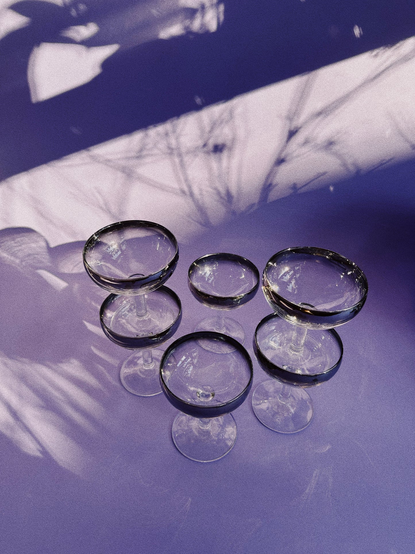 Vintage MCM Silver Ombré Luminarc Champagne Coupe Glasses Barware France