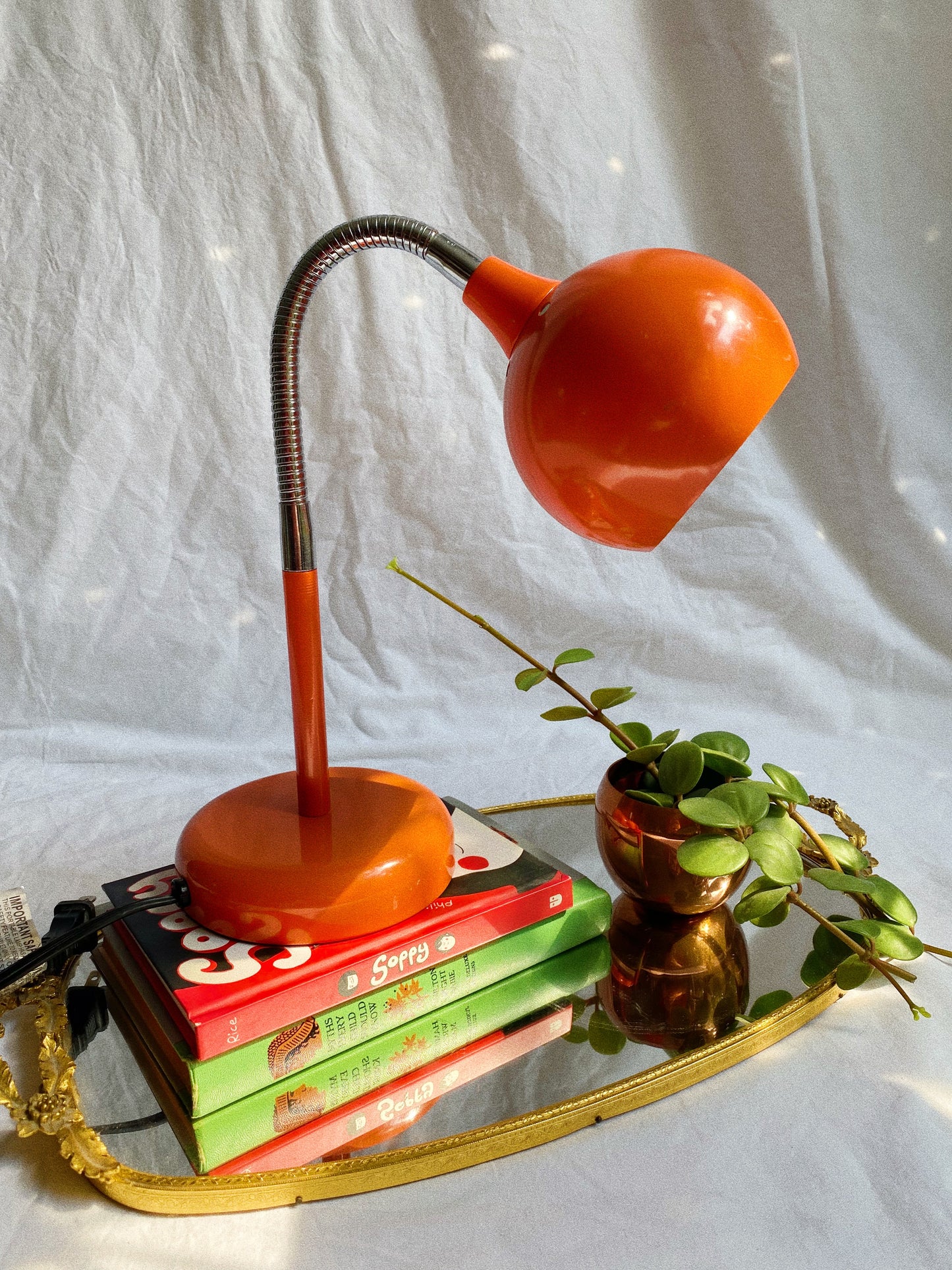 Vintage Orange Gooseneck Office / Table Lamp