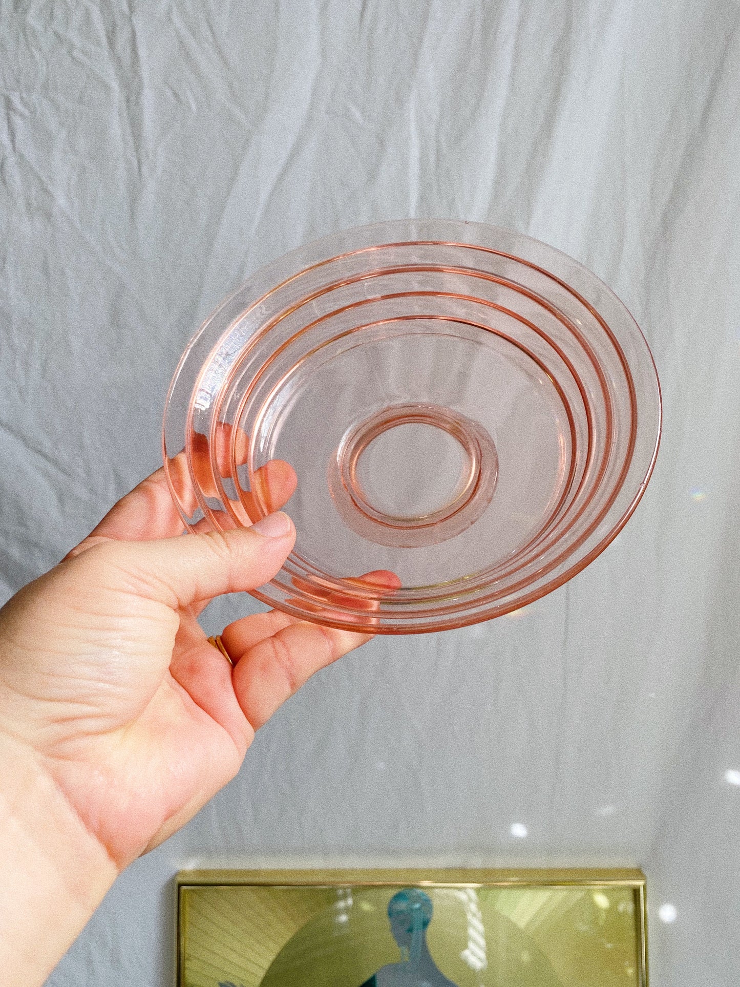 Vintage Pink Depression Glass Footed Bowl