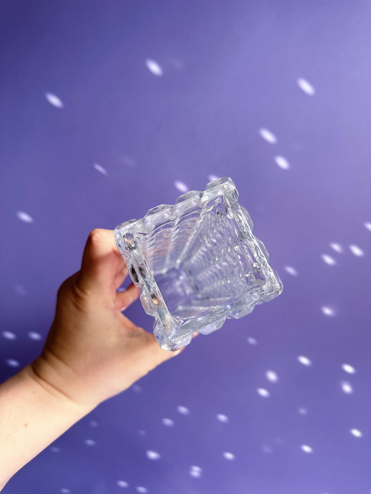 Vintage Geometric Crystal Tall Thin Heavy Vase