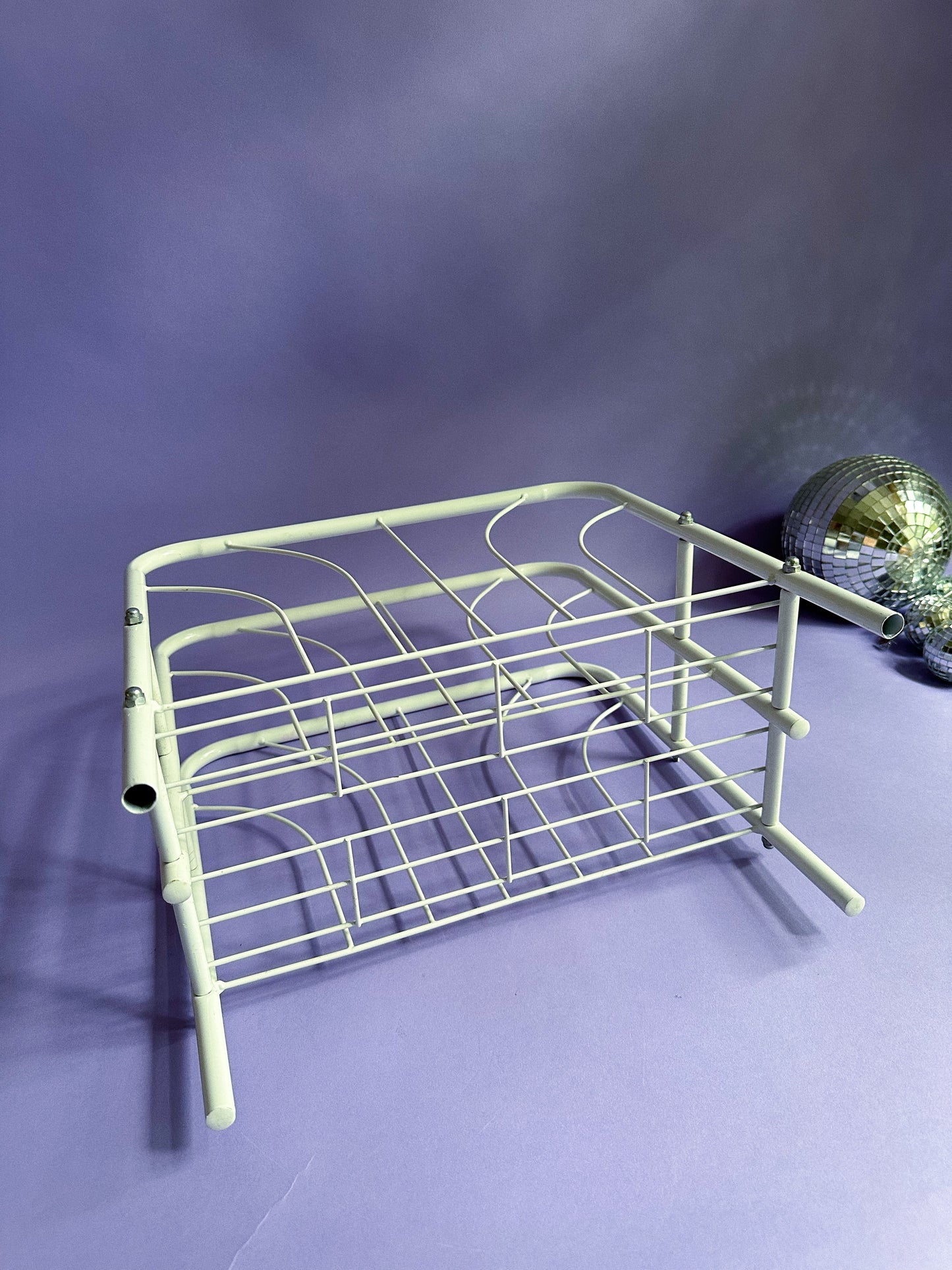 White Glazed Vintage 80s Post Modern Magazine / Book / Vinyl Rack