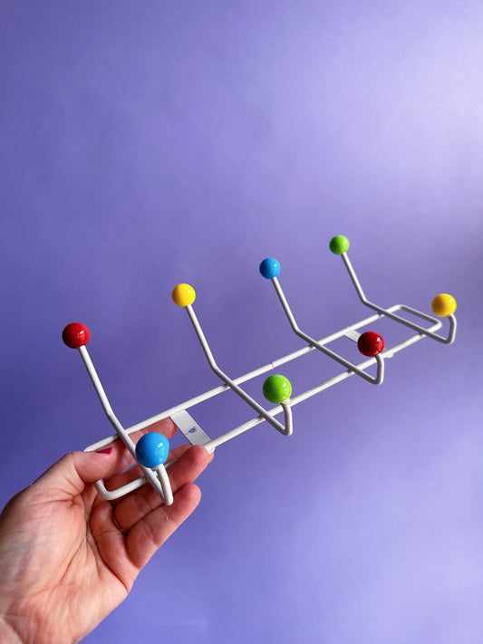 Vintage Sputnik Repro Wall Mounted White Multicolour Coat Rack