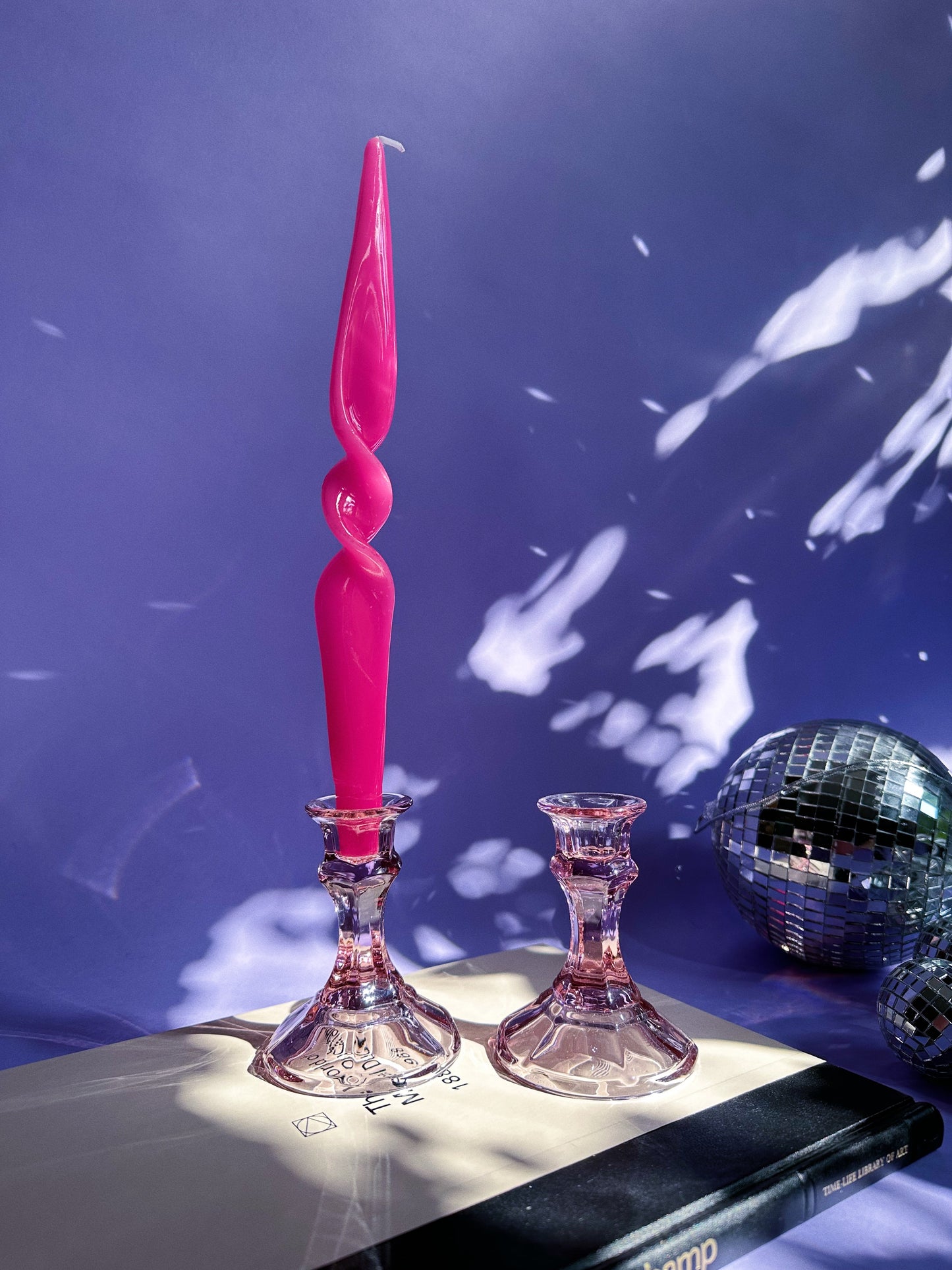 Pair Of Vintage Purple Amethyst Depression Glass Candlestick Candle Holders