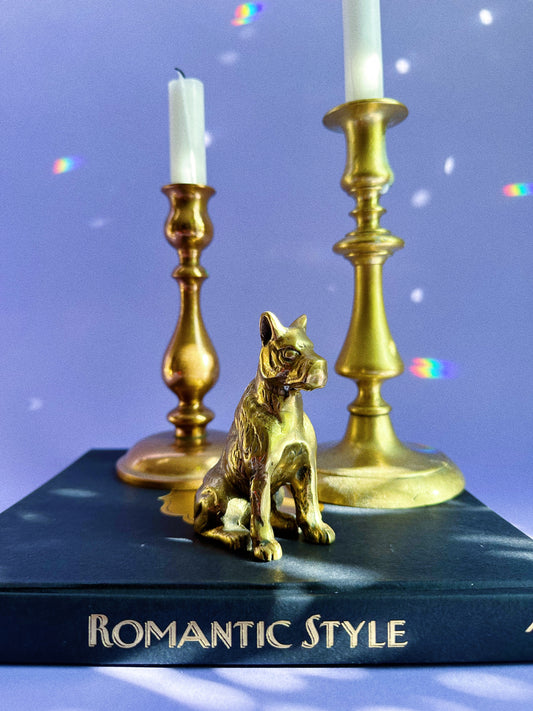 Vintage Solid Brass Dog Sculpture