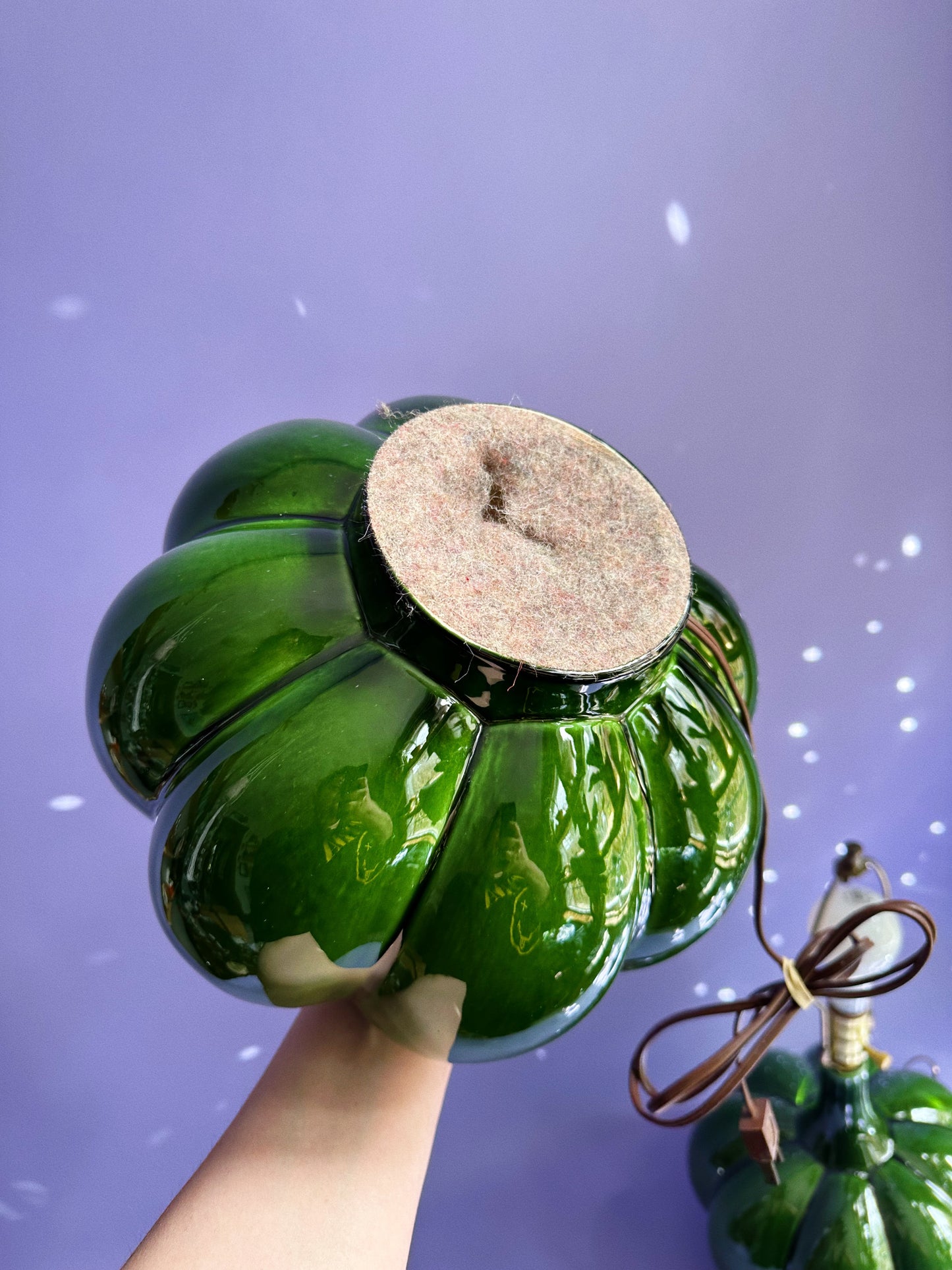 Beautiful Large Green MCM Leviton Glazed Ceramic Lamps