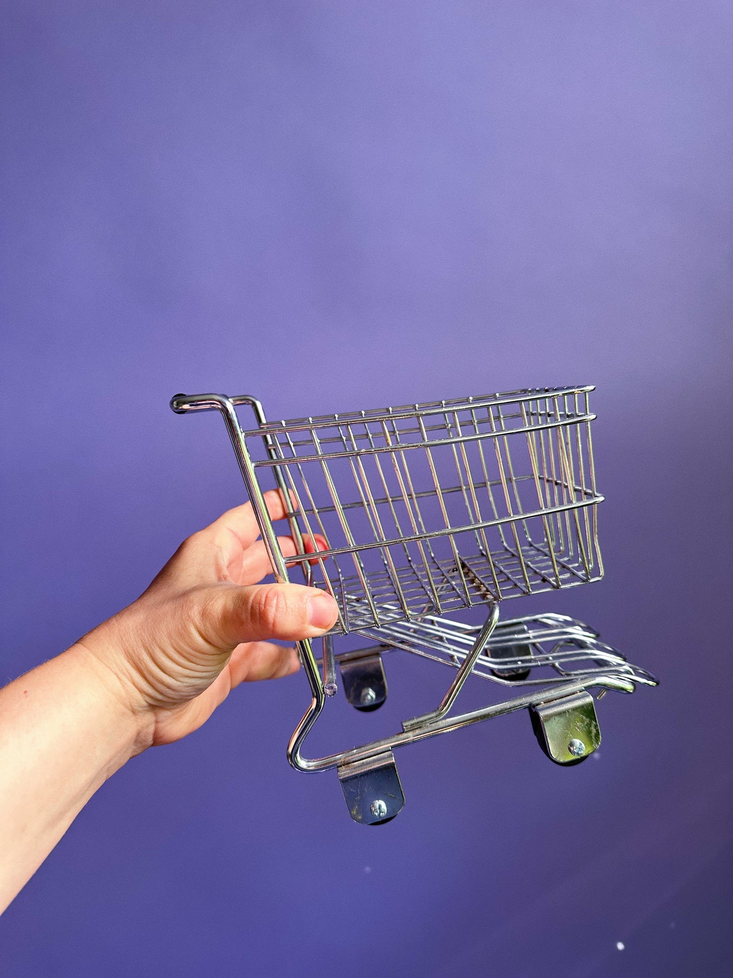 Mini Small Shopping Trolley Cart Metal Basket Collectable