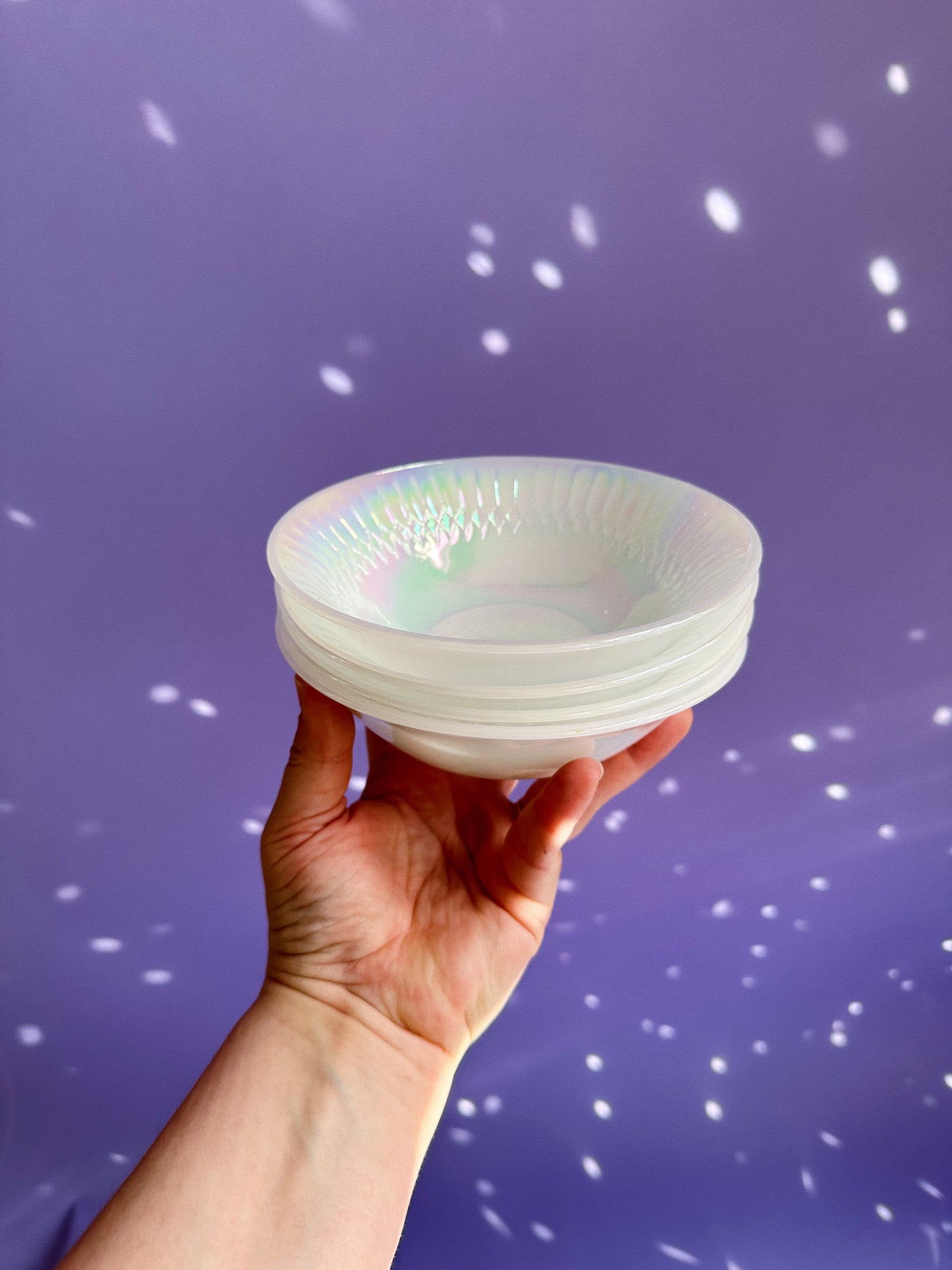 Set of 4 Vintage Iridescent Moonglow Federal Glass Cereal Bowls