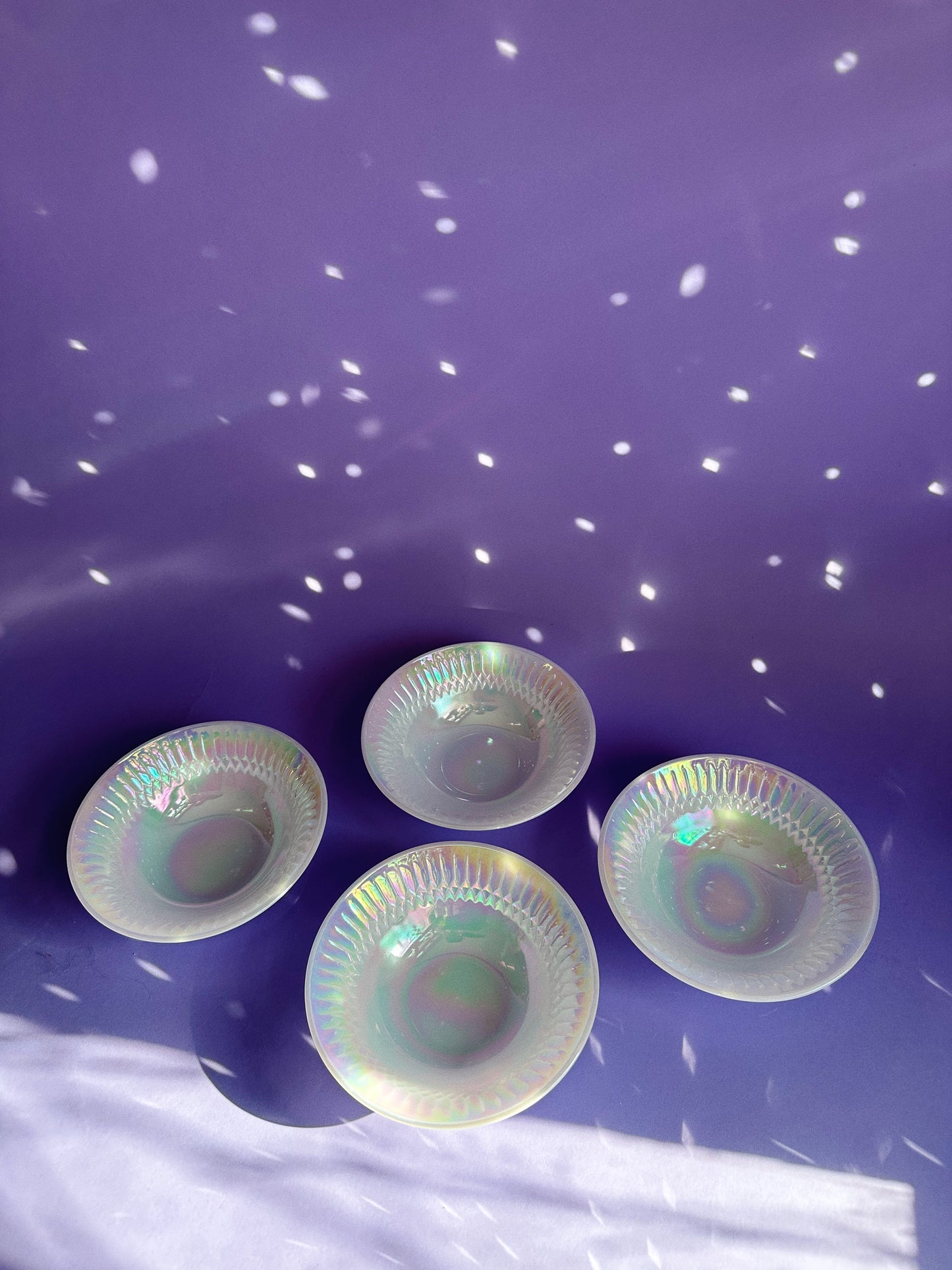 Set of 4 Vintage Iridescent Moonglow Federal Glass Cereal Bowls