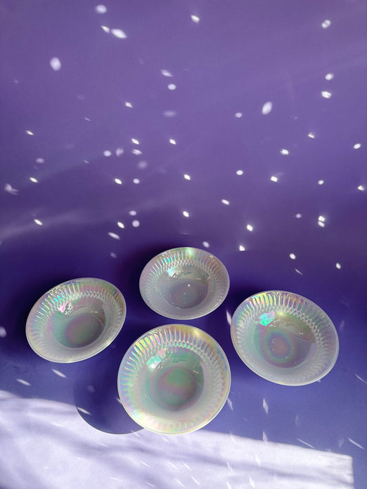Set of 4 Vintage Iridescent Moonglow Federal Glass Cereal Bowls