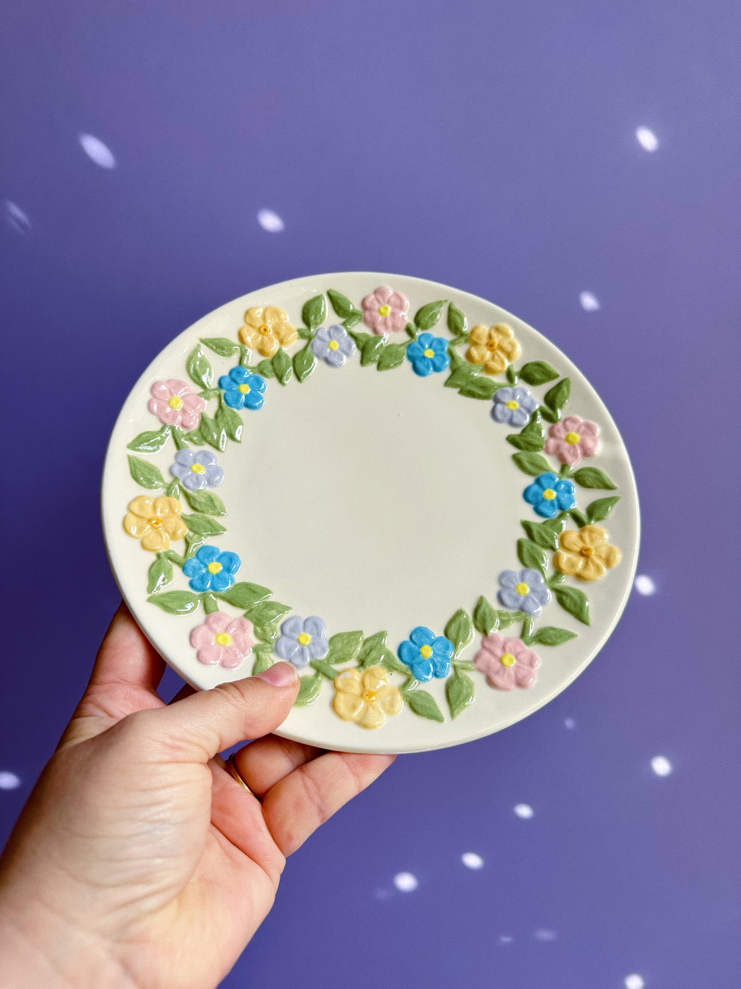 Sweet Vintage 3D Floral Ceramic Plate