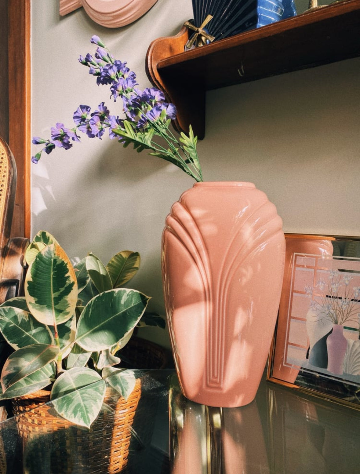 Vintage Ceramic 1980s Pink / Rose Coloured Vase