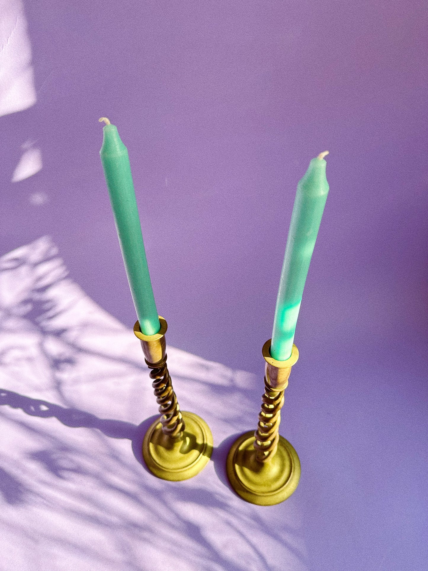 Pair of Vintage Antique Brass Barley Spiral Twist Statement Candlesticks 12.25”